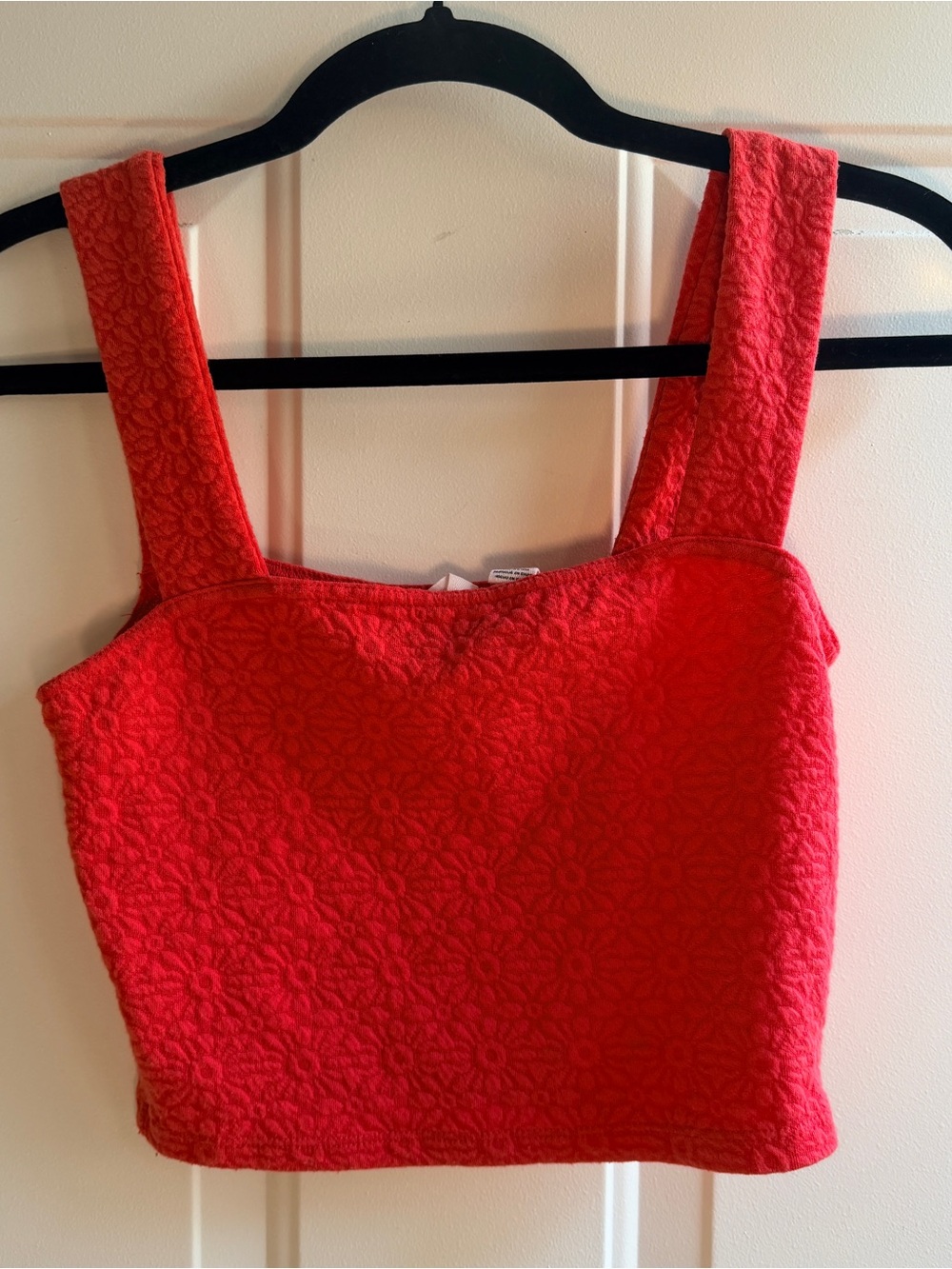 Roxy Red Floral Textured Crop Tank Top size small